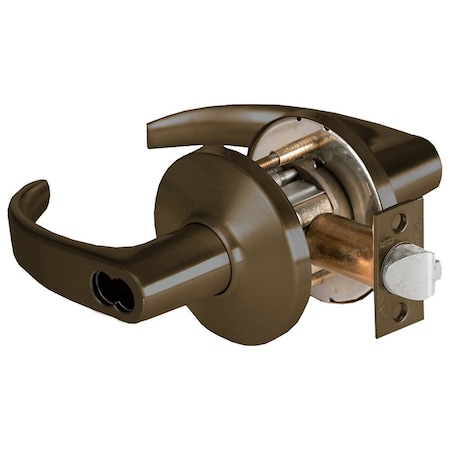 Grade 1 Entrance Cylindrical Lock, 14 Lever, D Rose, SFIC Less Core, Oil-Rubbed Bronze Finish, 2-3/4